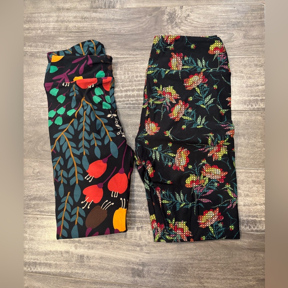 Lularoe Black And Multicolor Patterned Leggings - image 1